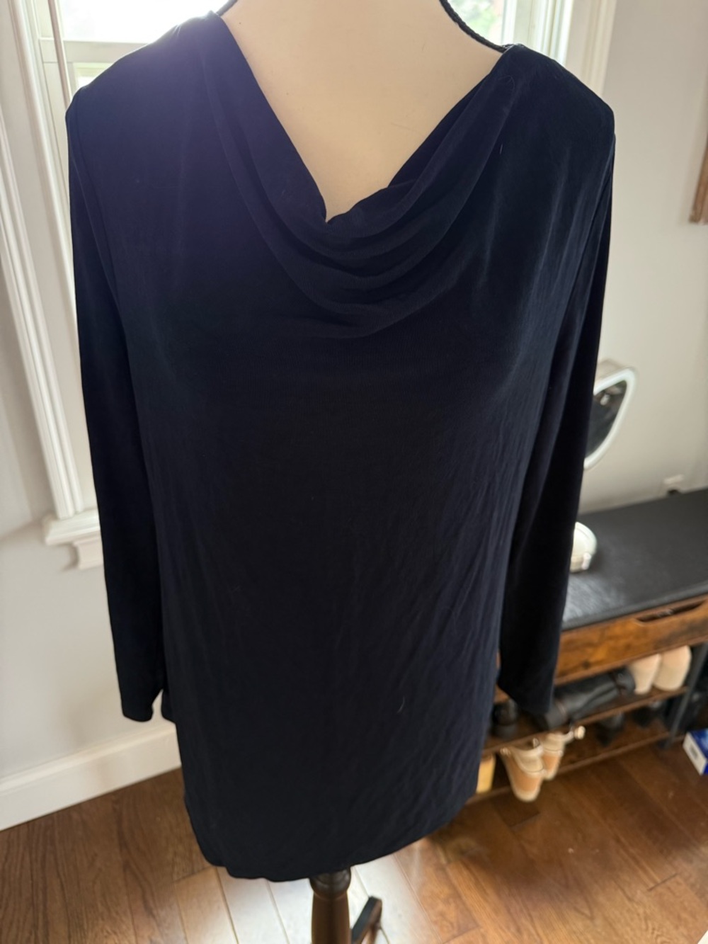 Chico's Black Knit Cowl-Neck Top size medium